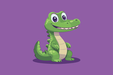 Naklejka premium happy crocodile cartoon vector illustration on background 