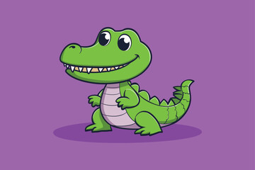 happy crocodile cartoon vector illustration  on background 