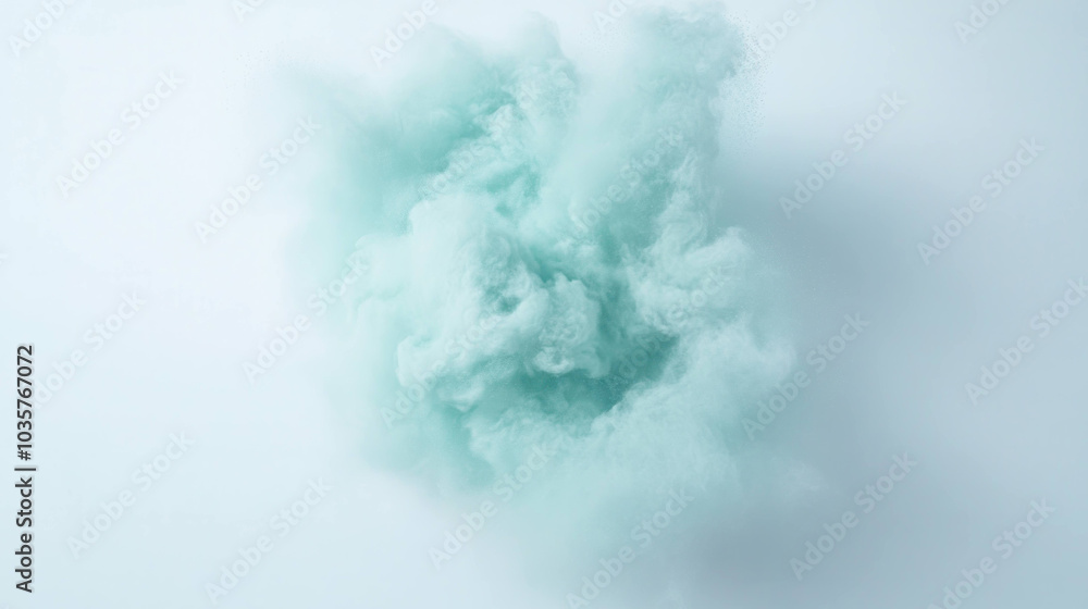 Aufkleber vibrant cloud of turquoise powder bursts against light background, creating dynamic and energetic vi