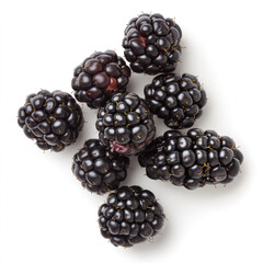 Fresh blackberries are piled together, showcasing their rich color and texture