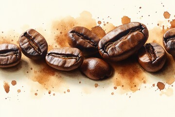 Coffee Beans on a Splattered Background