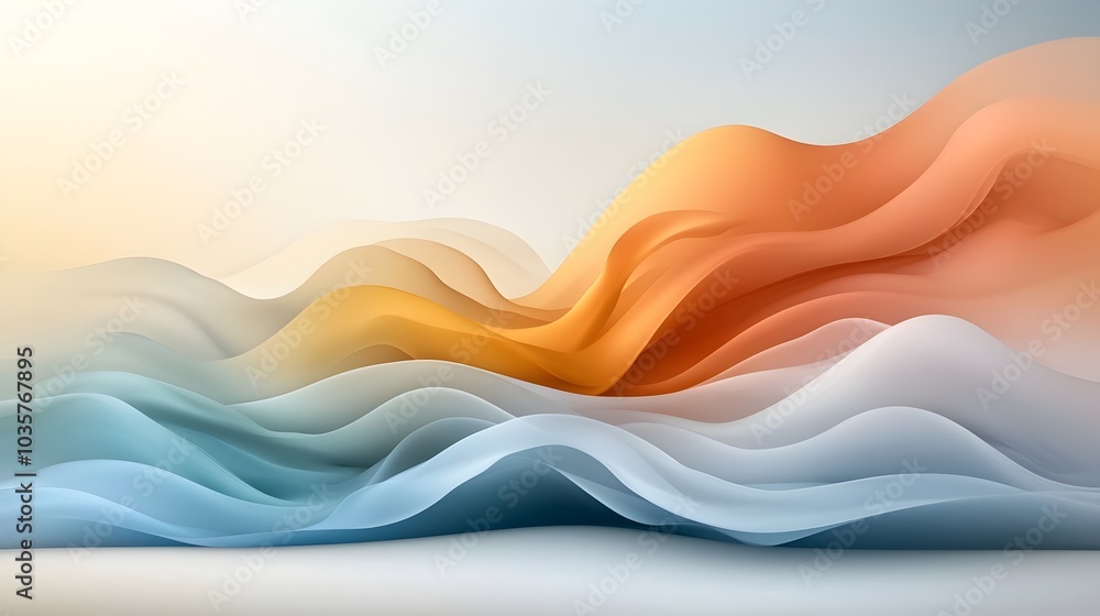 Aufkleber minimalist abstract wallpaper with softly flowing neutral shapes creating a calming and serene atmos