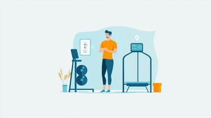 Person Using Smart Home Gym Equipment