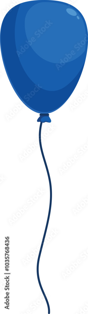 Aufkleber single blue balloon is floating upwards while attached to a wavy string