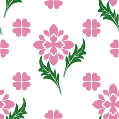 seamless pattern with pink flowers
