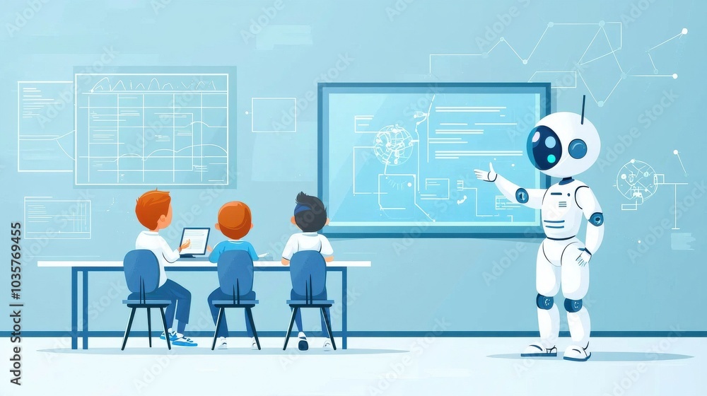 Poster robots educating children in a virtual classroom