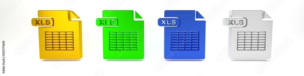 Poster colorful xls file document. download xls button icon isolated on white background. excel file symbol