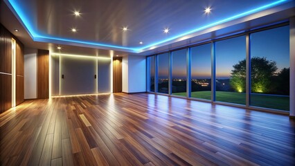 Minimalist Interior Design: Sunlit Empty Room with Hardwood Laminate Flooring