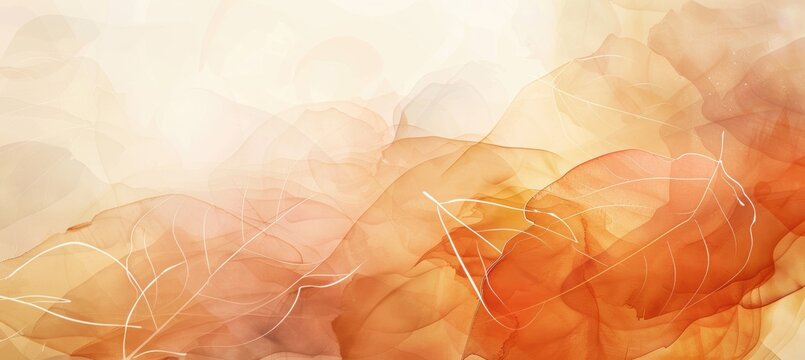 Dreamy Autumn Abstract with Soft Watercolor Leaves in Muted Tones for Print and Poster Design