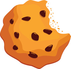 Fototapeta premium Delicious chocolate chip cookie with bite missing on white background