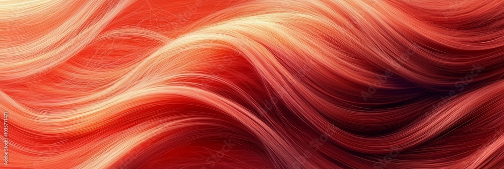 Aufkleber vibrant waves of red and orange hair strands flow in a mesmerizing pattern, creating a dynamic and f