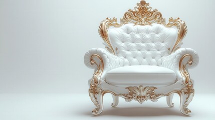 opulent luxury throne displayed against a pure white background exuding elegance and grandeur showcasing intricate details and rich textures that symbolize prestige and royalty