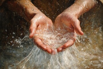 Fototapeta premium Living Waters. AI generated illustration.