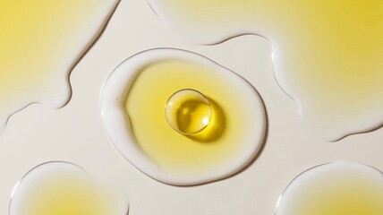 Yellow Serum Droplet Set: Cosmetic Fluid Puddle Isolated