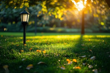 A Solitary Lamp Post in a Sunlit Grassy Meadow