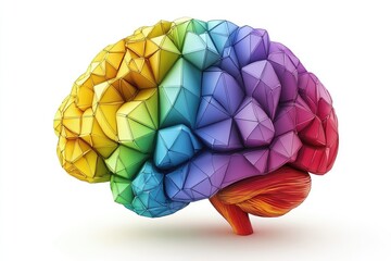 Geometric Brain Diagram. AI generated illustration.