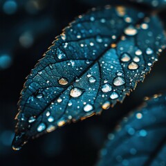 Fototapeta premium Glistening water drops on lush green leaves capturing the beauty of nature's details