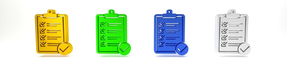 Colorful Verification of delivery list clipboard and pen icon isolated on white background. Minimalism concept. 3D render illustration