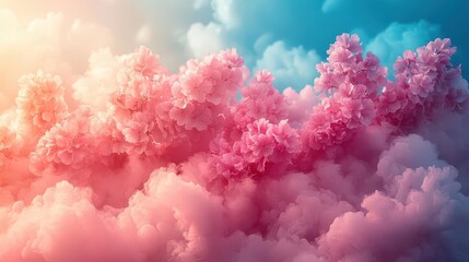 Fototapeta premium pastel color gradient background with a soft grainy texture featuring hints of azalea pink perfect for a serene and calming design banner backdrop evoking a dreamlike quality