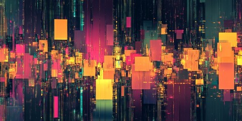 Abstract digital art with color blocks.