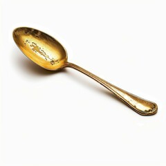 A vintage gold spoon with intricate detailing, reflecting elegance and craftsmanship, ideal for collectibles or display.