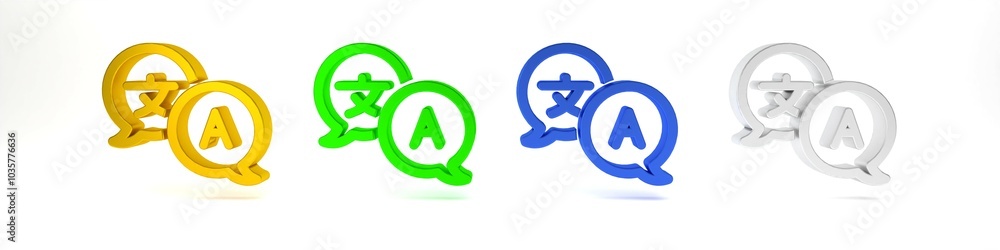 Poster colorful translator icon isolated on white background. foreign language conversation icons in chat s