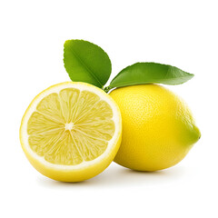 Closeup Macro Shot of Fresh Ripe Lemon Citrus Fruit on White Background