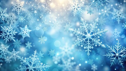 Abstract winter background with snowflakes close-up