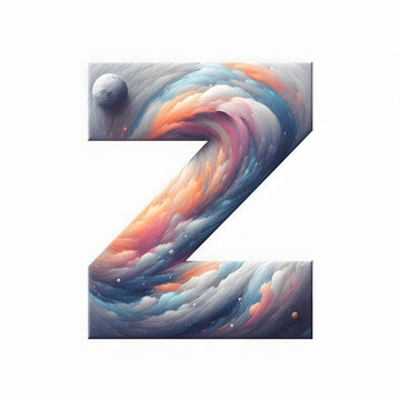 알파벳 대문자 "Z", 우주컨셉 디자인 파스텔화 (Alphabet capital "Z", space concept design pastel painting)	