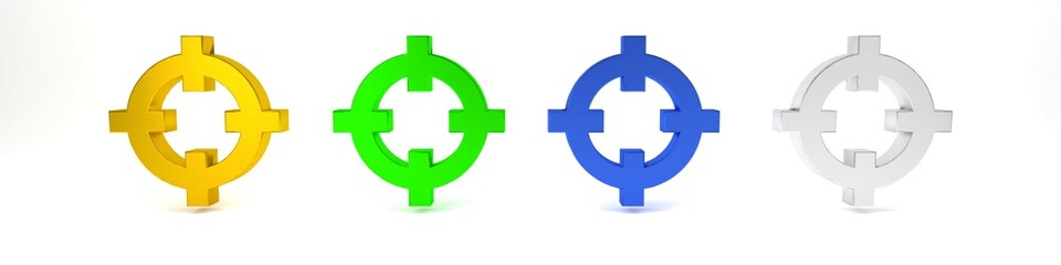 Colorful Target sport for shooting competition icon isolated on white background. Clean target with numbers for shooting range or shooting. Minimalism concept. 3D render illustration