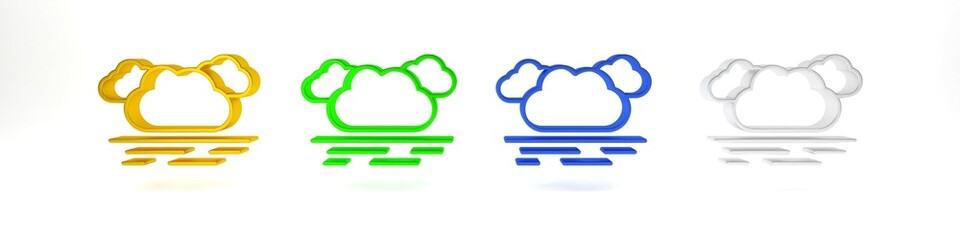 Colorful Cloud icon isolated on white background. Minimalism concept. 3D render illustration