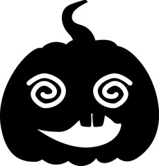 Jack-o-lantern pumpkin hypnotized face expression silhouette. Halloween party pumpkin carving. Stock vector illustration isolated on white background in flat style.