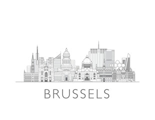 Fototapeta premium Brussels skyline cityscape vector illustration