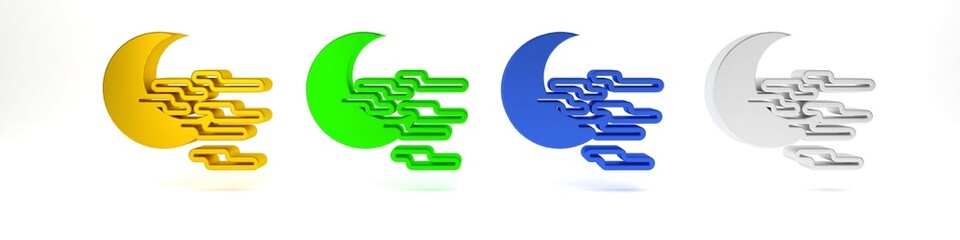 Colorful Fog and moon icon isolated on white background. Minimalism concept. 3D render illustration