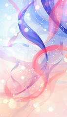 Abstract Birthday Background with Pastel Gradients, Swirling Ribbons, and Bokeh Effects for Posters and Cards