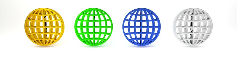 Colorful Earth globe icon isolated on white background. Minimalism concept. 3D render illustration