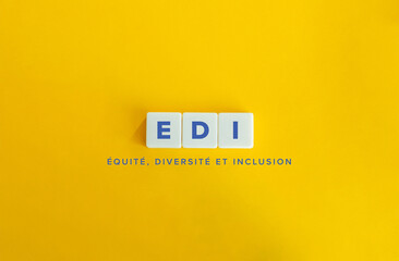 Diversity, Equity, and Inclusion (DEI) Banner. Abbreviation, Acronym and Text on Block Letter Tiles...