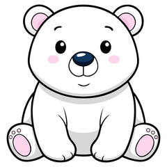 Adorable Polar Bear with Pink Paws Sitting