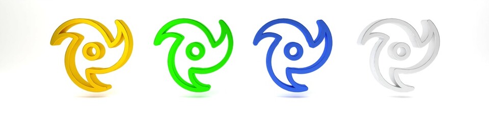 Colorful Tornado icon isolated on white background. Cyclone, whirlwind, storm funnel, hurricane wind or twister weather icon. Minimalism concept. 3D render illustration