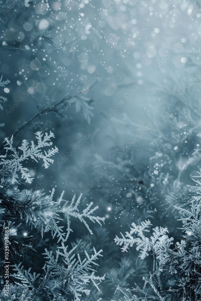 Poster cool toned abstract winter background with frost patterns for modern and sleek designs
