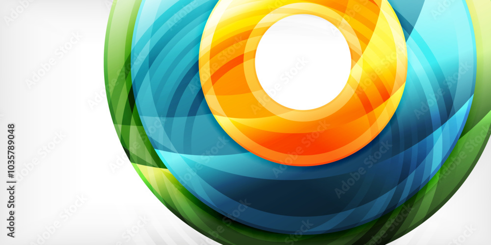 Poster bright colorful circles with light effects. abstract background