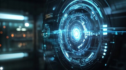 Obraz premium Digital workspace with futuristic tools and text area