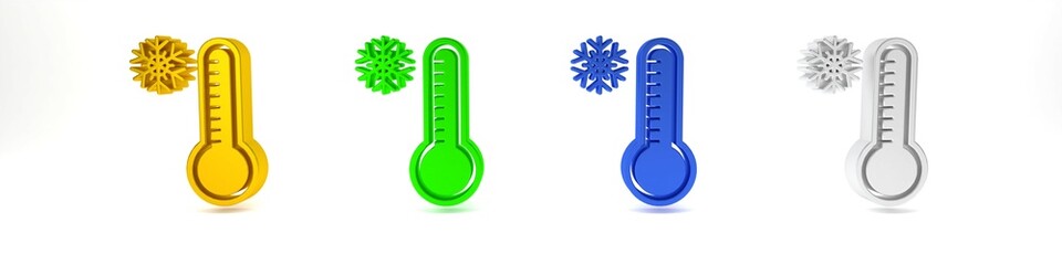 Colorful Meteorology thermometer measuring heat and cold icon isolated on white background. Thermometer equipment showing hot or cold weather. Minimalism concept. 3D render illustration