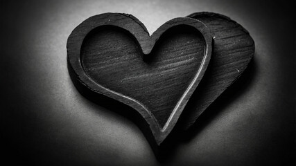 Obraz premium A textured black heart set against a light background, symbolizing love, emotion, and artistic expression.