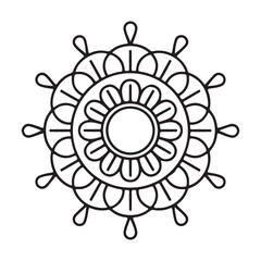 Vector hand drawn doodle mandala art. Ethnic mandala with tribal ornament. modern textile mandala art. tattoo motif, bohemian mandala black white coloring book page, arabic islamic line art design