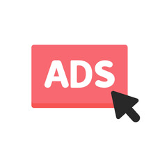 Online marketing ads click icon. Advertisement, seo, promotion, business, online, marketing concepts. Flat vector design isolated illustration.