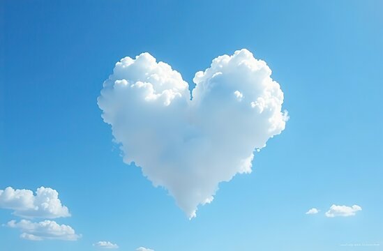 Extreme close-up of heart shaped clouds floating in blue sky