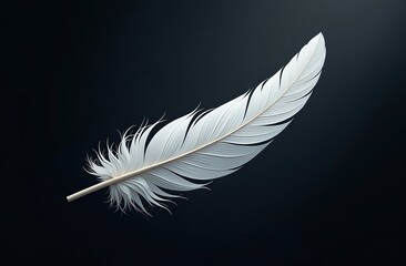 Obraz premium Abstract white feathers flying in the air. on dark background 