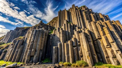 Obraz premium Unique rock formations made of basalt columns standing tall against the sky, Prismas Basalticos