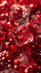 Pomegranate and ice cubes